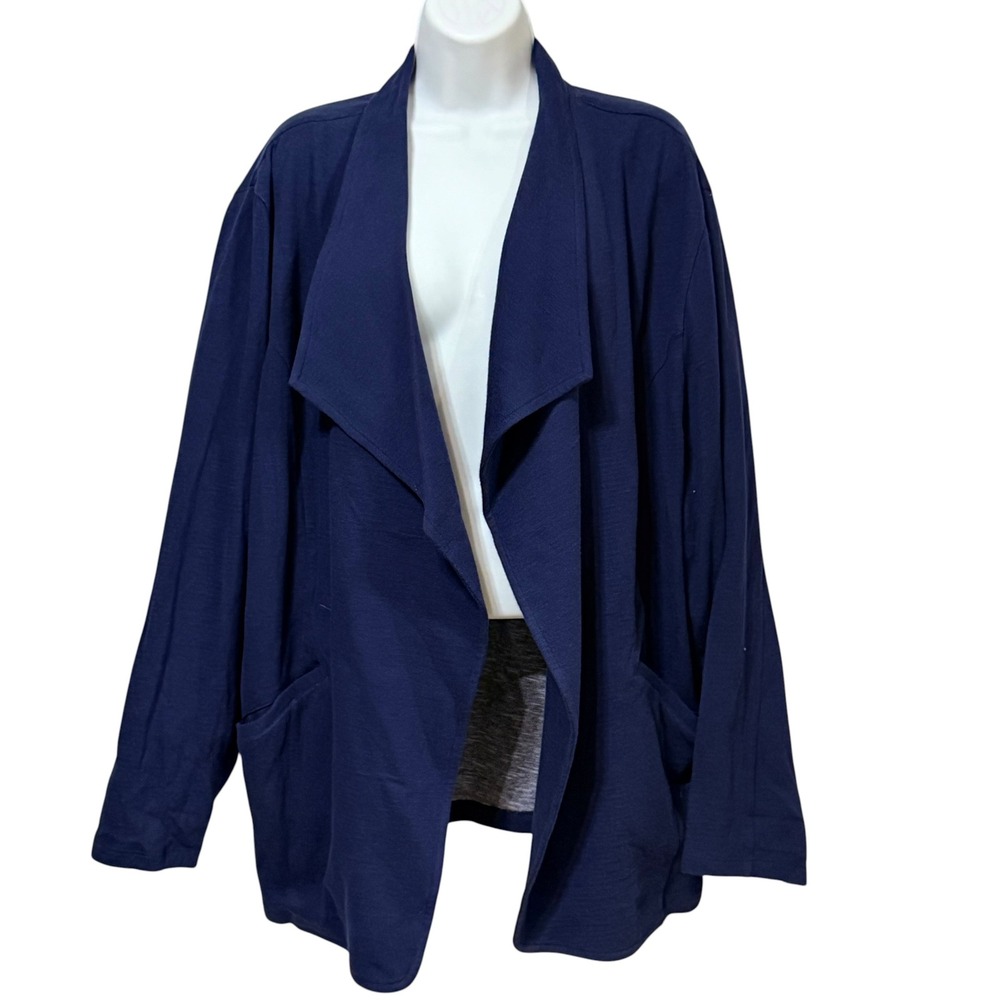 Caslon Navy Eva Slub Drape Front Cardigan Navy Blue Plus Size 3X NWT minimalist